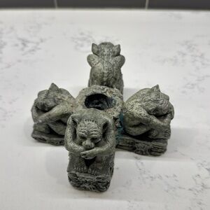 Vtg 1989 United Design Candle Lights 4 Trolls Greystone Candle Holders